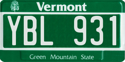 VT license plate YBL931