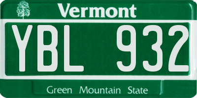 VT license plate YBL932
