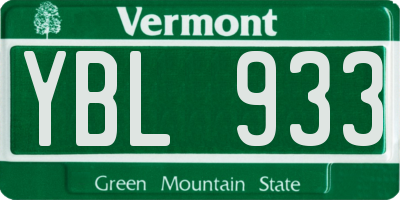 VT license plate YBL933