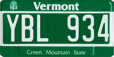 VT license plate YBL934