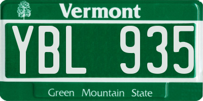 VT license plate YBL935