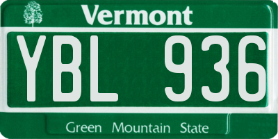 VT license plate YBL936