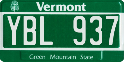 VT license plate YBL937
