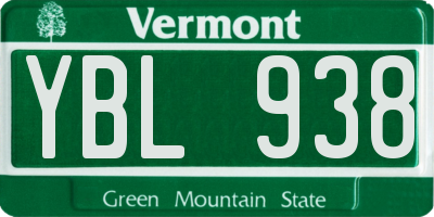VT license plate YBL938