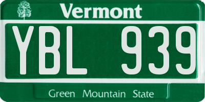 VT license plate YBL939