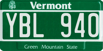 VT license plate YBL940