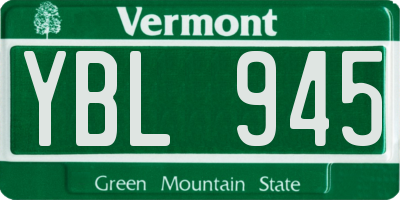 VT license plate YBL945