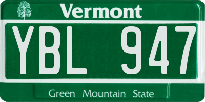 VT license plate YBL947