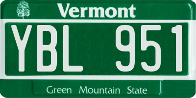VT license plate YBL951