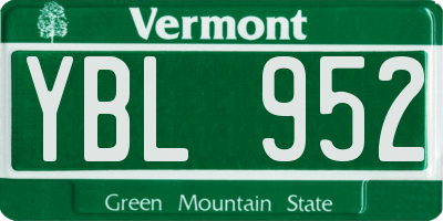 VT license plate YBL952