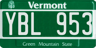VT license plate YBL953