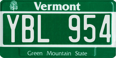 VT license plate YBL954