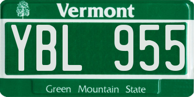 VT license plate YBL955
