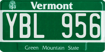 VT license plate YBL956