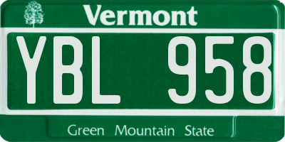 VT license plate YBL958