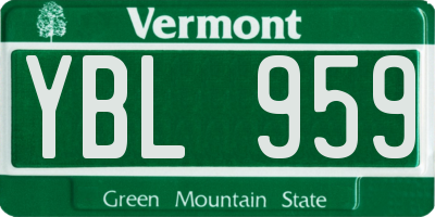 VT license plate YBL959
