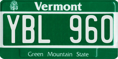 VT license plate YBL960