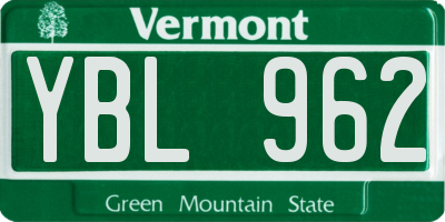 VT license plate YBL962