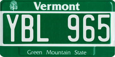 VT license plate YBL965