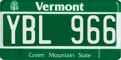 VT license plate YBL966