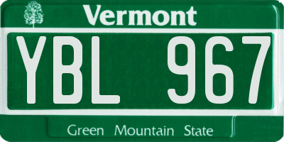 VT license plate YBL967