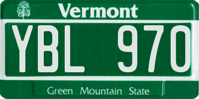 VT license plate YBL970