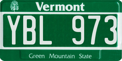 VT license plate YBL973