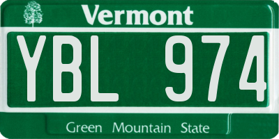 VT license plate YBL974