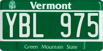 VT license plate YBL975