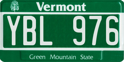 VT license plate YBL976