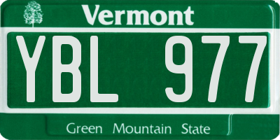 VT license plate YBL977