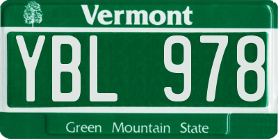 VT license plate YBL978