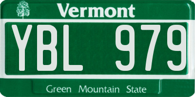 VT license plate YBL979