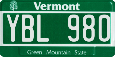 VT license plate YBL980
