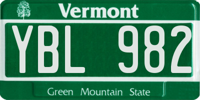 VT license plate YBL982