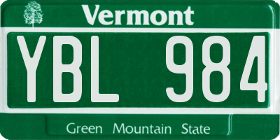 VT license plate YBL984