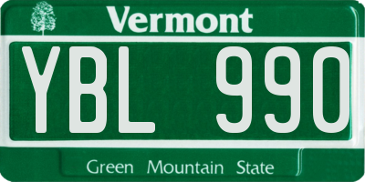 VT license plate YBL990