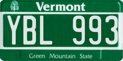 VT license plate YBL993