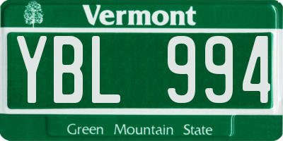 VT license plate YBL994