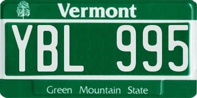 VT license plate YBL995