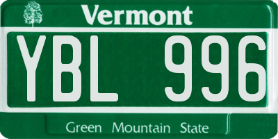 VT license plate YBL996