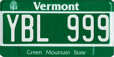 VT license plate YBL999