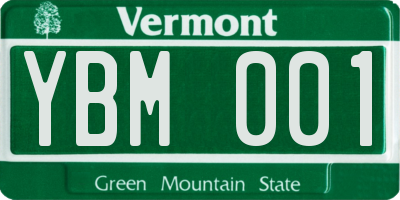 VT license plate YBM001