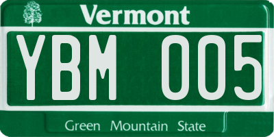 VT license plate YBM005