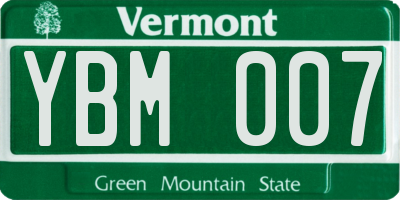 VT license plate YBM007