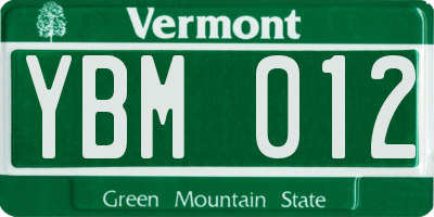 VT license plate YBM012