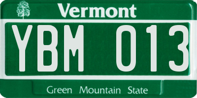 VT license plate YBM013