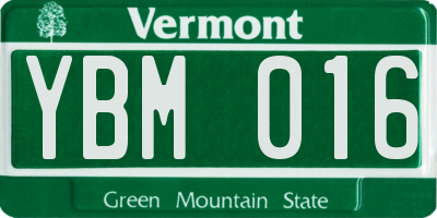 VT license plate YBM016