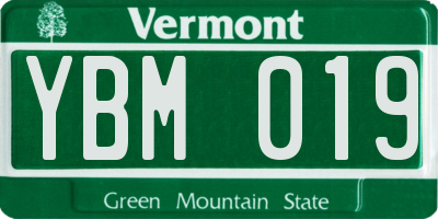 VT license plate YBM019