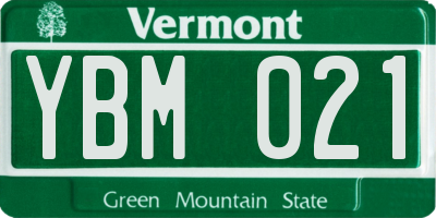 VT license plate YBM021